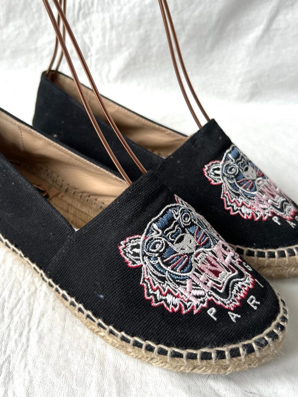 Kenzo Espadrilles Classic Tiger 37 black canvas embroidered slip on shoes flat